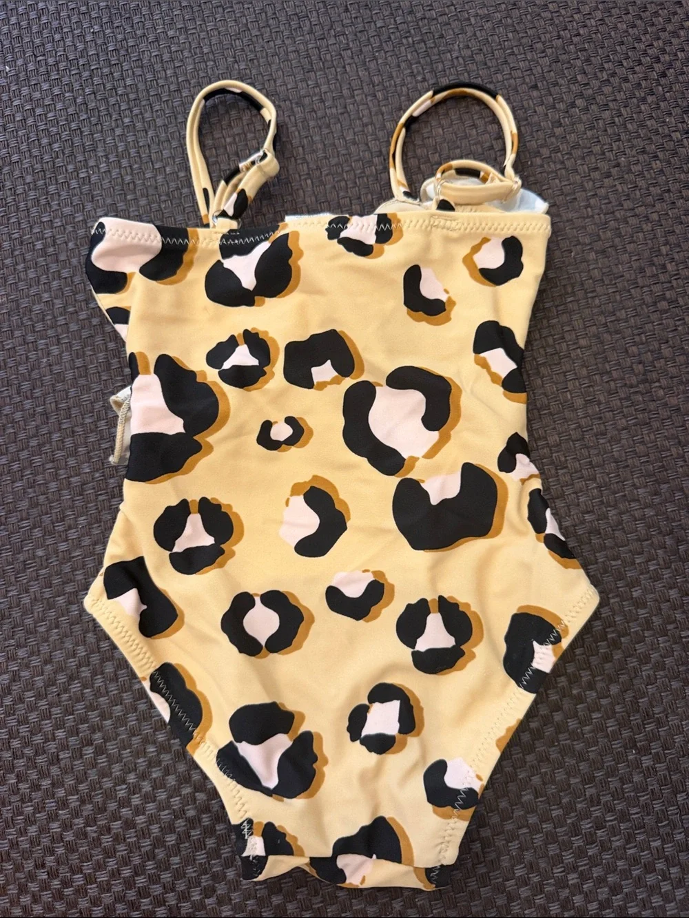 Ruffle One-Piece Girls' Swimsuit in Yellow Leopard Print 6-12M